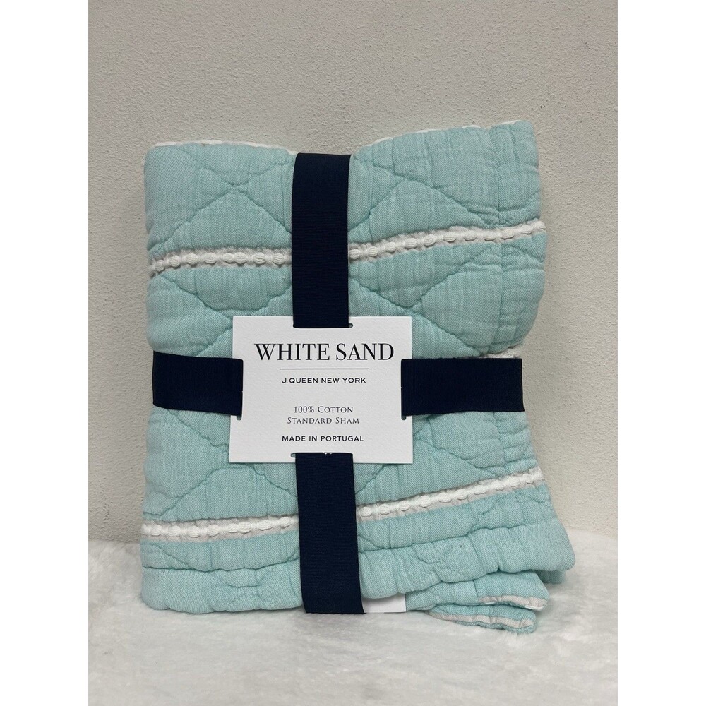 White Sand By J Queen One Standard Sham Light Blue/White New